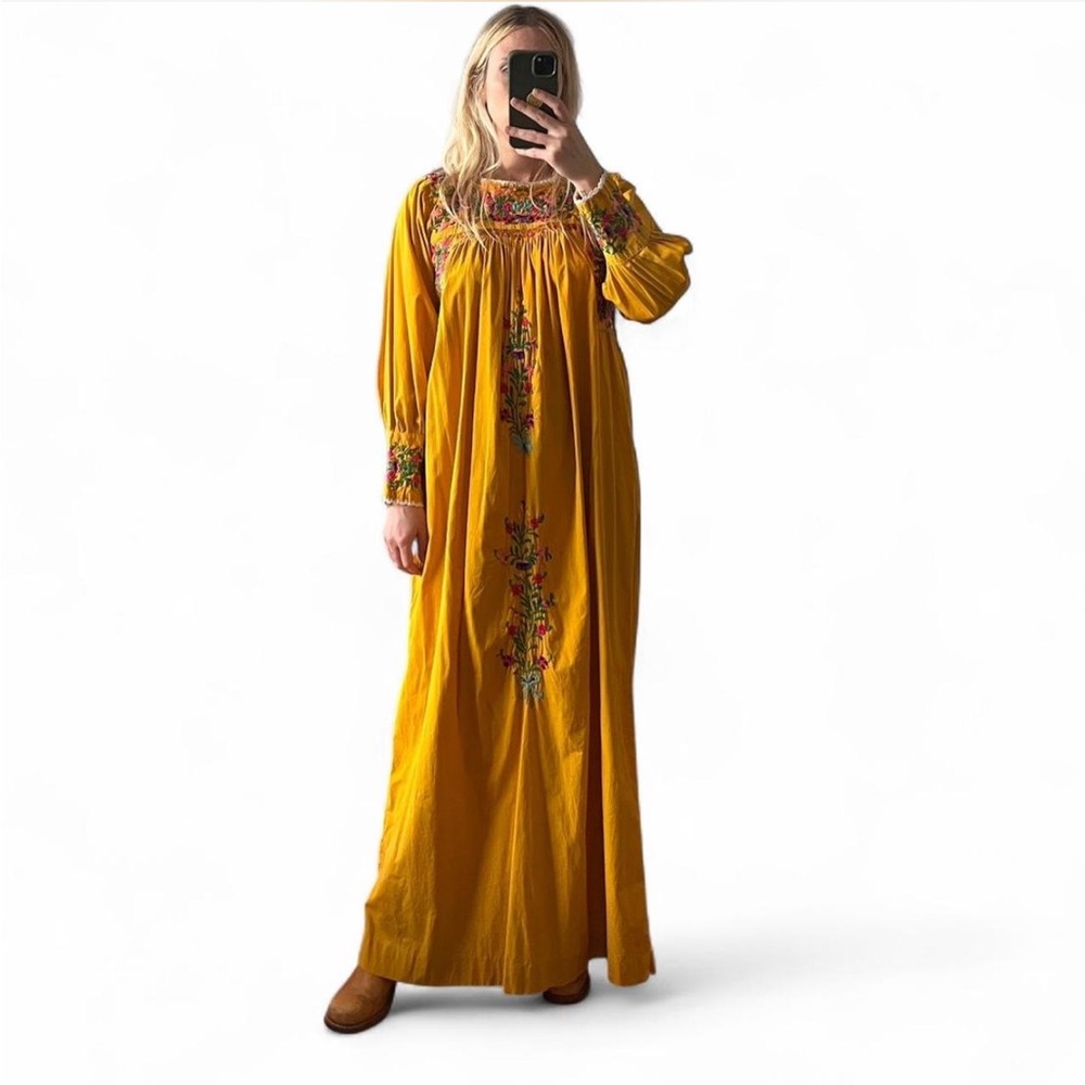 Embroidered Yellow Maxi Dress